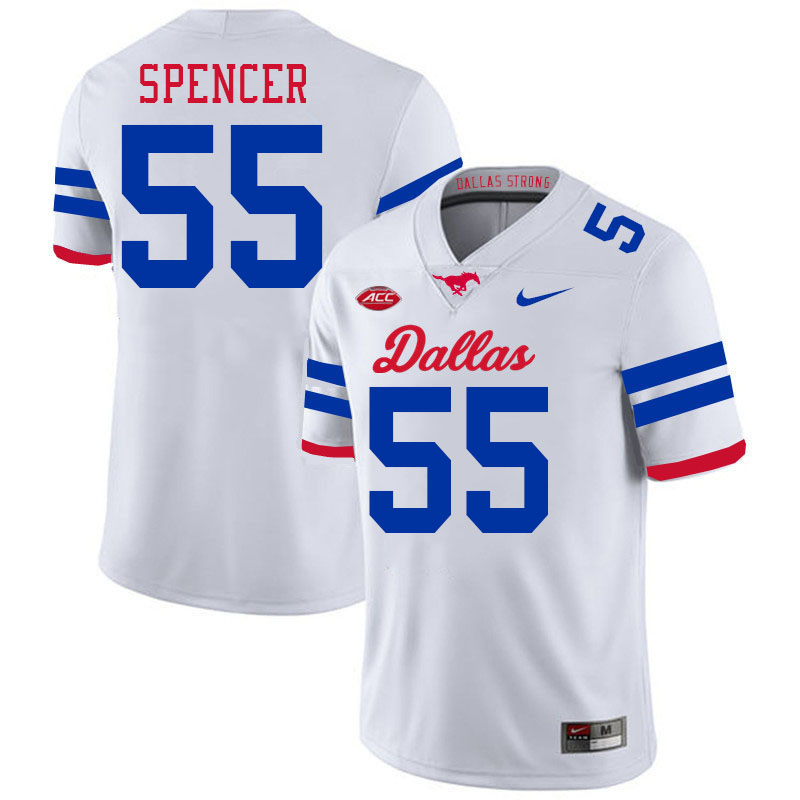 SMU Mustangs #55 Woo Spencer Jersey College Football Uniforms-Dallas White